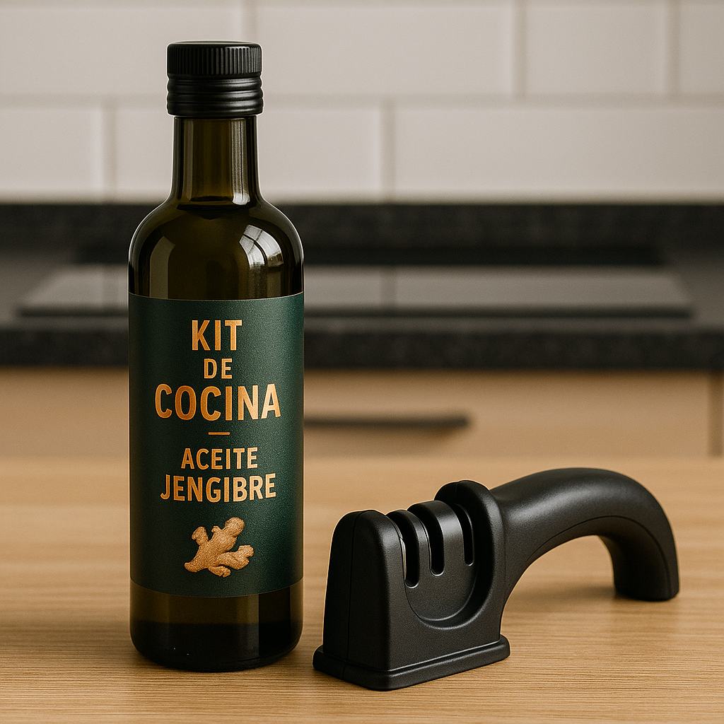 Kit Cozinha Aceite de Jengibre + Afilador de cuchillos