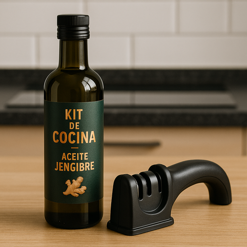 Kit Cozinha Aceite de Jengibre + Afilador de cuchillos